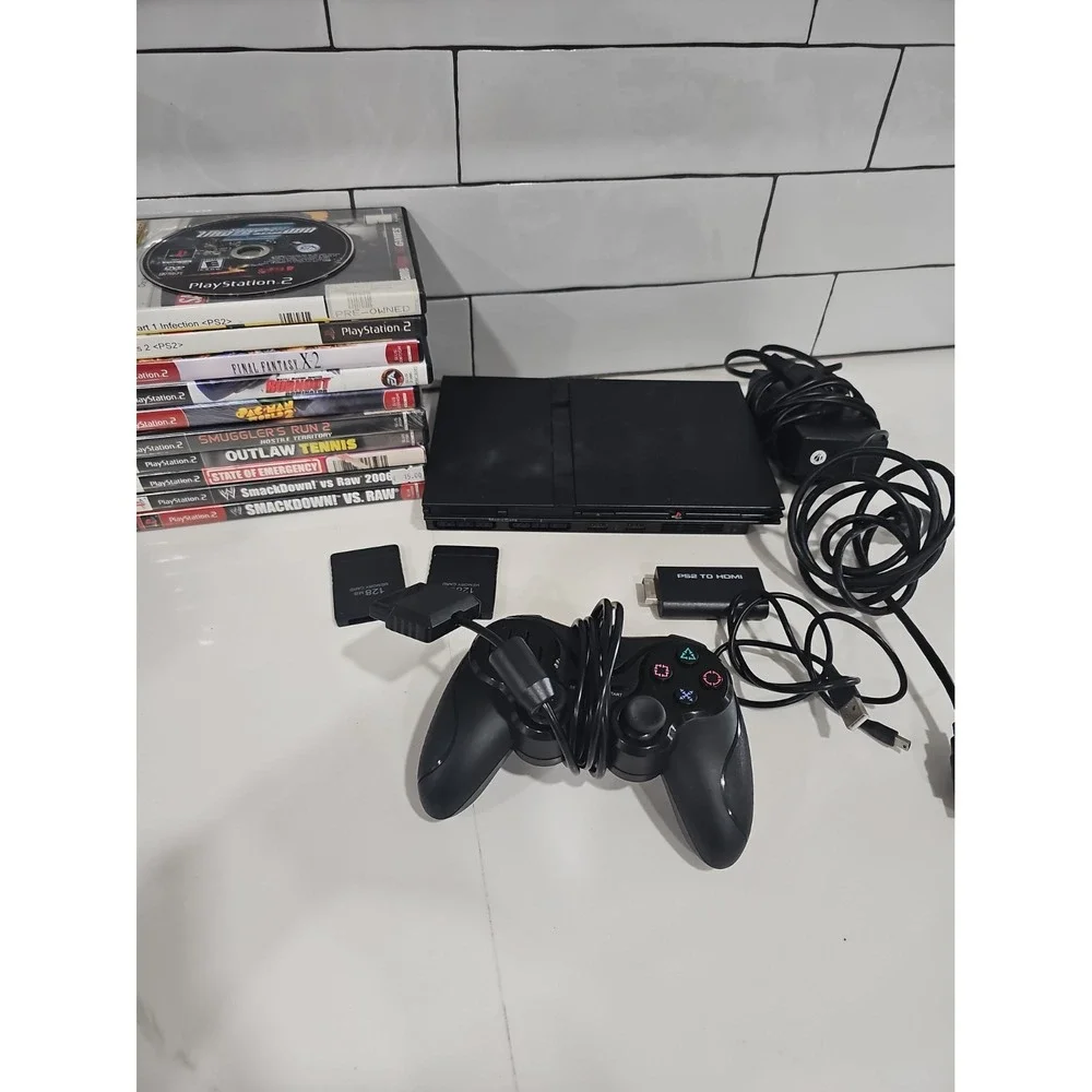 Sony PlayStation 2 Slim PS2 Console bundle 11 Games *TESTED WORKS GREAT*